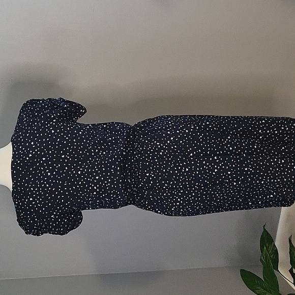 Banana Republic V-Neck Cotton Heart Print Elastic Waist Dress - Size XS Tall - Picture 3 of 8